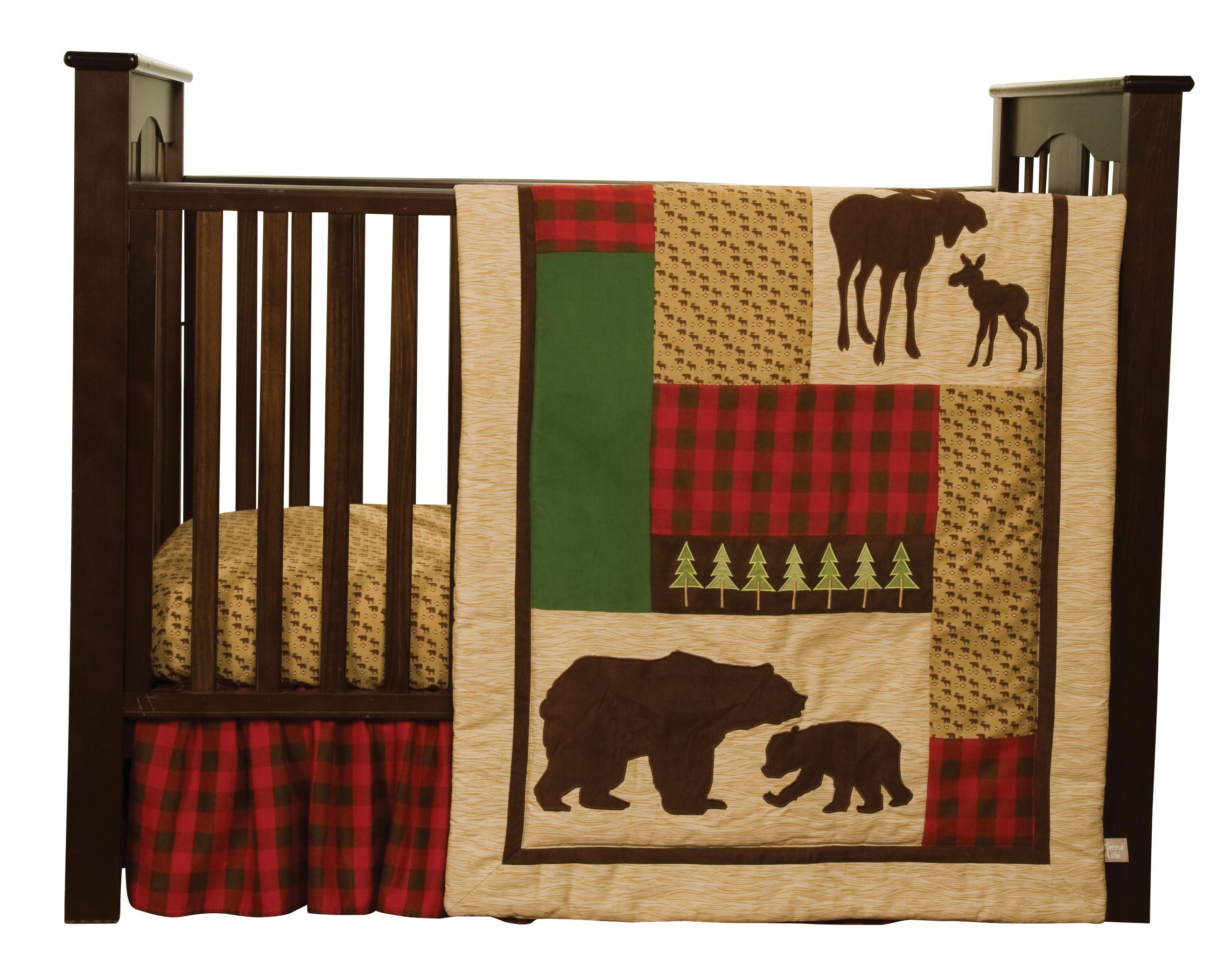 Trend Lab Northwoods 3 Piece Crib Bedding Set, Red/Tan
