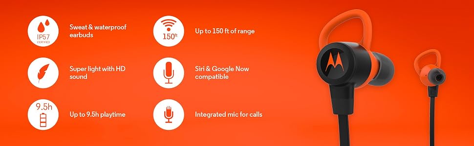 Motorola VerveLoop+ Super Light, Waterproof, Wireless Stereo Earbuds