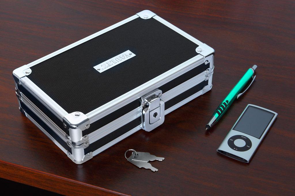 Vaultz Locking Pencil Box, 8.25 x 5.5 x 2.5 Inches, Black