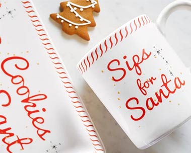 Santa Christmas mug, cookie plate set