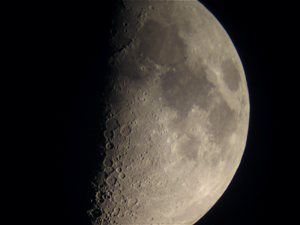 Moon as seen at 100X, shot with powershot camera.