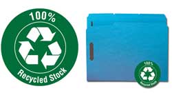 Smead 100% Recycled Fastener Folders with Reinforced Tab in Blue 12041