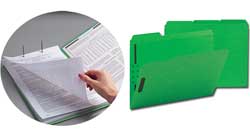 Smead Fastener Folders with Reinforced Tab in Green 12140