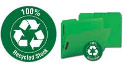 Smead 100% Recycled Fastener Folders with Reinforced Tab in Green 12141