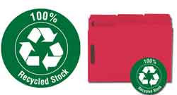 Smead 100% Recycled Fastener Folders with Reinforced Tab in Red 12741