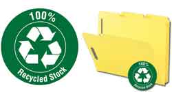 Smead 100% Recycled Fastener Folders with Reinforced Tab in Yellow 12941