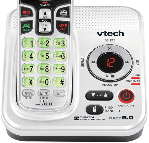 VTech CS62293 DECT 6.0 Cordless Phone, Silver/Black, 3