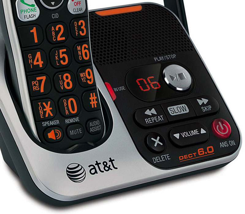 AT&T 32200 DECT 6.0 Cordless Phone, Black/Silver, 2 Handsets Cordless Telephones