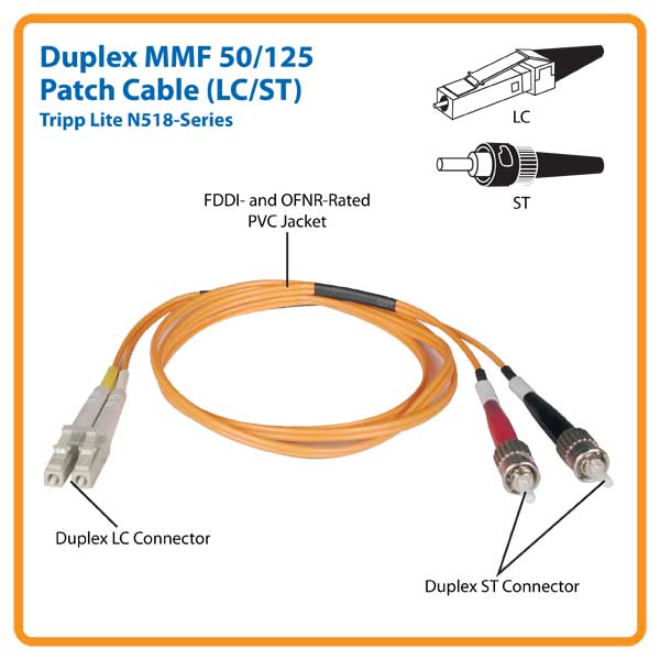 Tripp Lite N518-02 Cavo Fibra Ottica LC/ST 2m – 50/125 Micron – Multimodale - 4