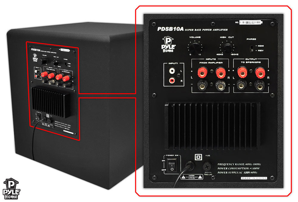 Pyle Home PDSB10A 10Inch 100Watt Active Powered Subwoofer