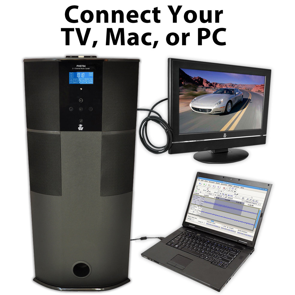 Pyle Home PHST94IPBK 600 Watt Digital 2.1 Channel Home