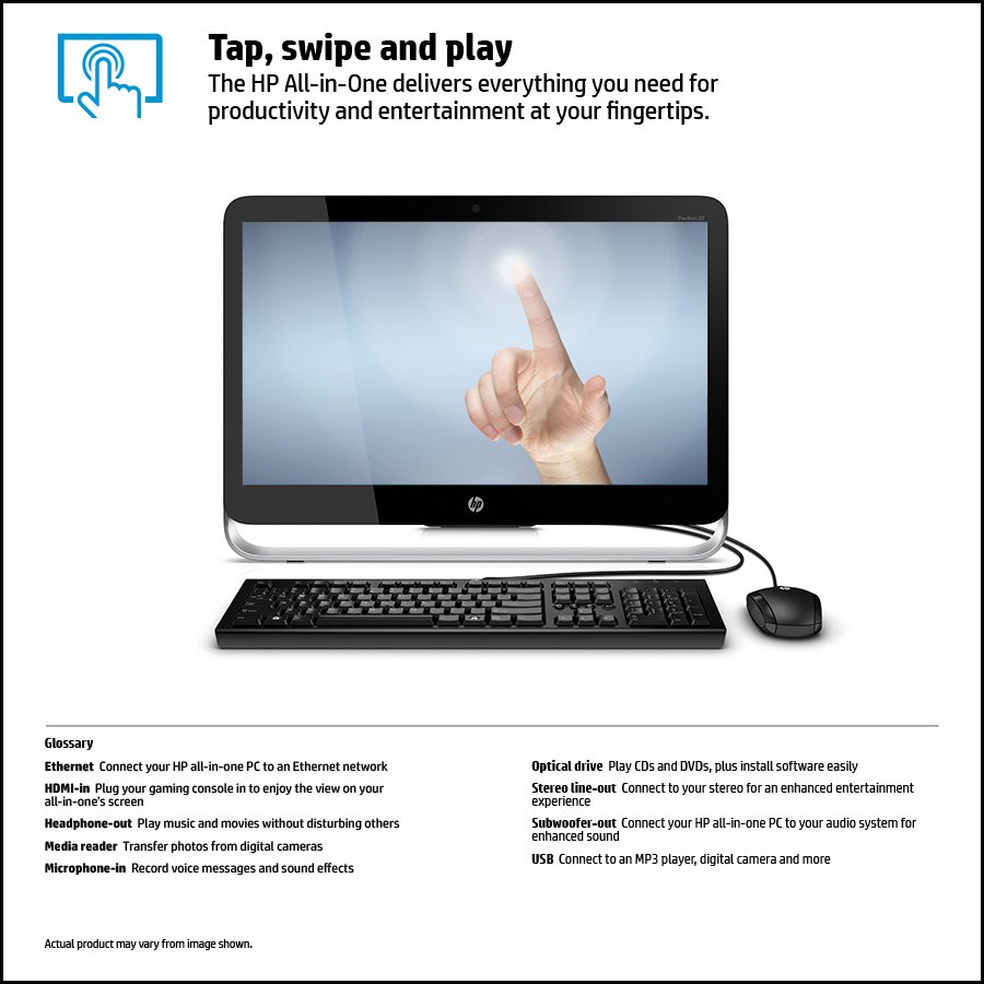 HP Pavilion 23p010 23Inch Touchscreen All in One Desktop