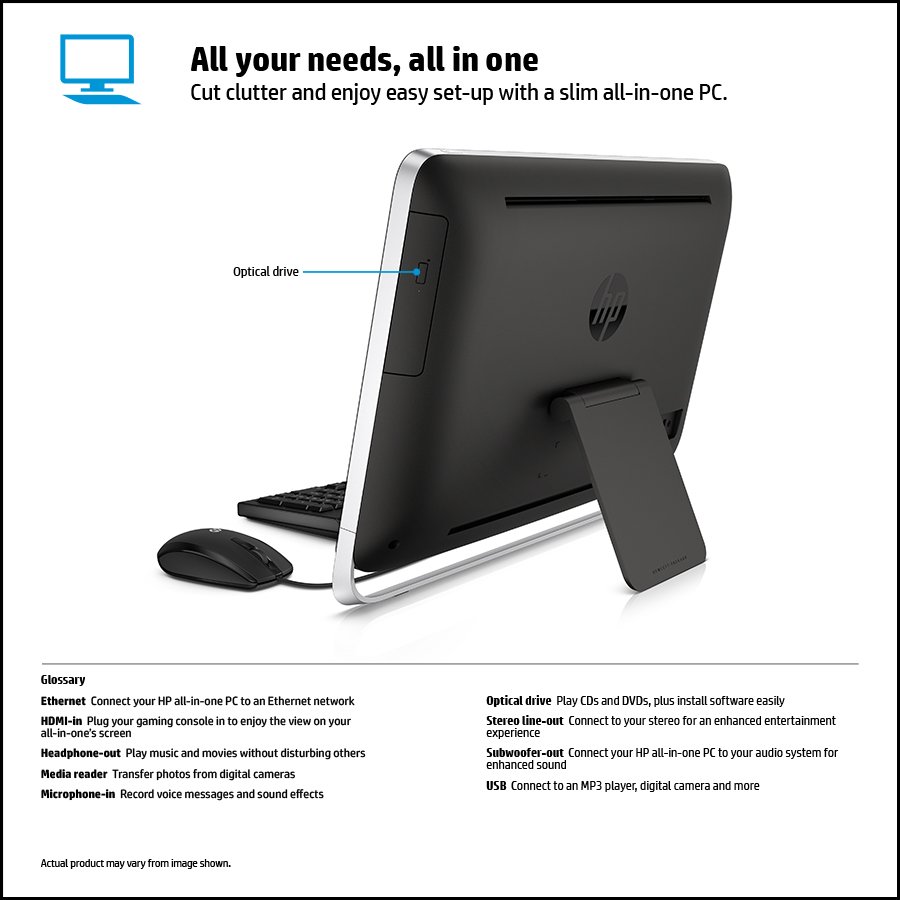 HP Pavilion 23p010 23Inch Touchscreen All in One Desktop