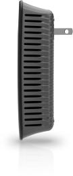 Linksys RE1000 Wireless-N Range Extender side view with wall plug shown