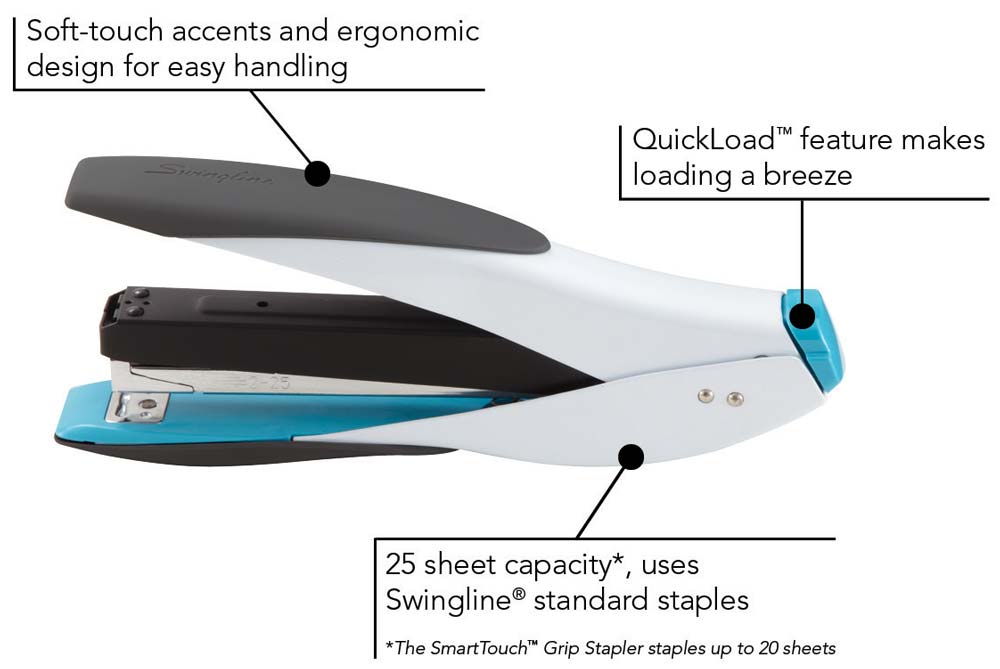Swingline SmartTouch Compact Stapler, Reduced Effort, 25