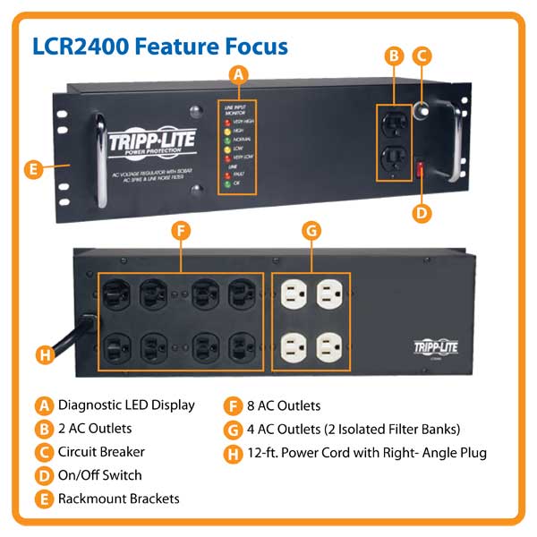 Tripp Lite LCR2400 Line Conditioner 2400W AVR Surge 120V