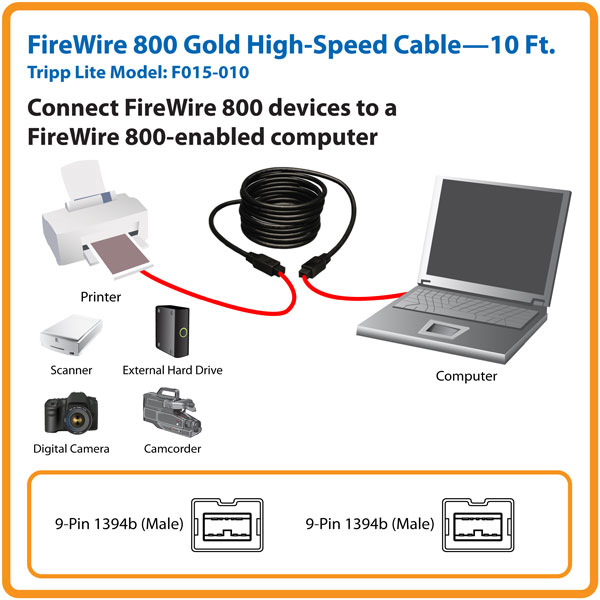 Eaton Tripp Lite FireWire 800 IEEE 1394b Hispeed Cable