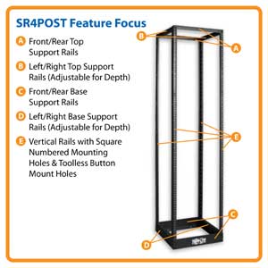 Tripp Lite SR4POST 4-Post Open Frame Rack Server Cabinet 45U : Amazon ...