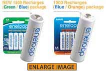 Genuine eneloop 1800 and 1000 packages