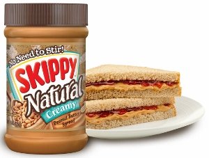 Skippy Natural Peanut Butter with sandwich.