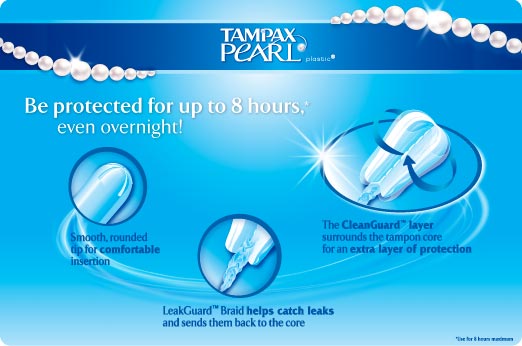 Be protected for up to 8 hours.* even overnight! / Smooth, rounded tip for comfortable insertion / LeakGuard Braid helps catch leaks and sends them back to the core / The CleanGuard layer surrounds the tampon core for an extra layer of protection. *use for 8 hours maximum