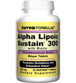 Jarrow Formulas Alpha Lipoic Sustain 300, 300mg, 30 Bilayer Tablets Product Shot