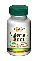 Sundown Naturals Valerian Root Whole Herb 530 mg (100 Capsules)