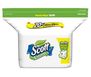 Scott Naturals Folded Flushable Moist Wipes, 102-Count Refill (Pack of 8) Product Shot