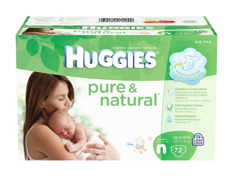 Huggies Pure & Natural Diapers, Newborn, 72 Count Health