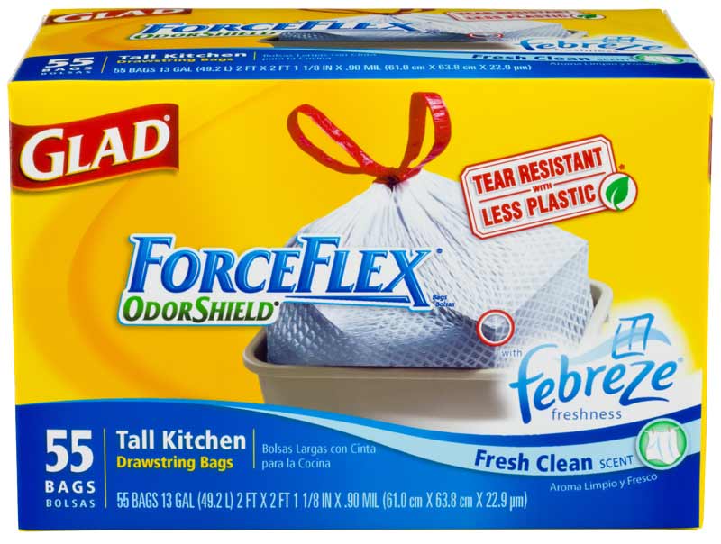 Glad Forceflex Tall Kitchen Drawstring Clean Scent