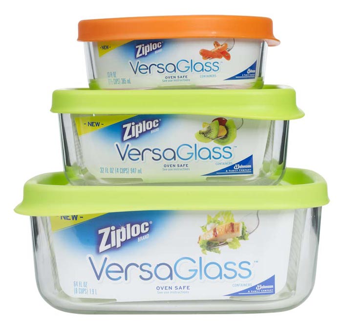 Ziploc VersaGlass Container, Variety Pack, 3Count Health