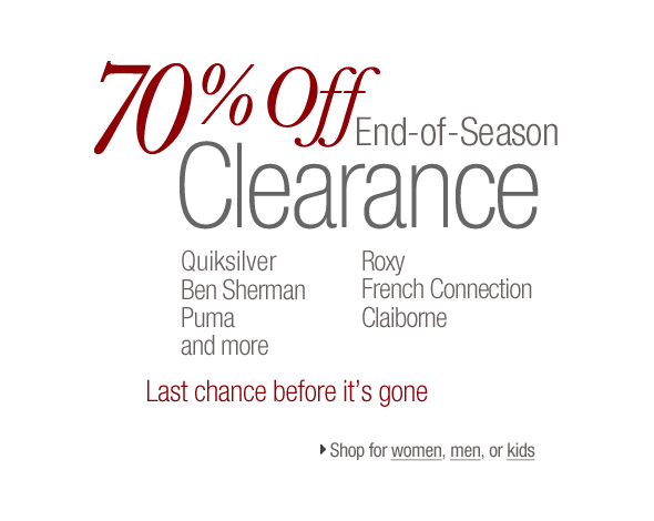 70% Off Last Chance: End-of-Season Clearance