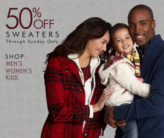 50% Off Sweaters Through Sunday Only