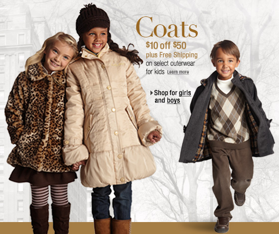 $10 Off $50 on Select Kids' Outerwear