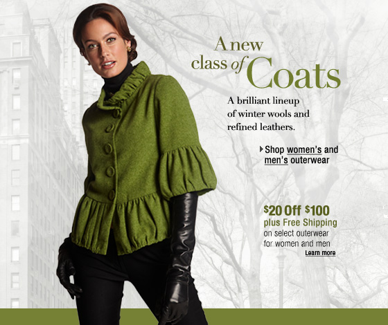 $20 Off $100 on Women's or Men's Select Outerwear