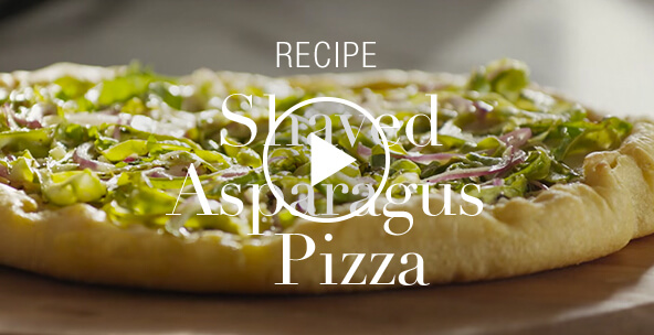 Shaved asparagus pizza