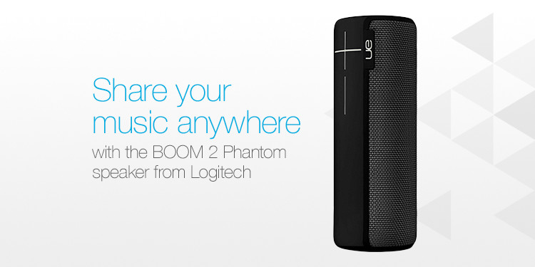 Share your music anywhere with the BOOM 2 Phantom speaker from Logitech