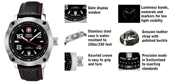 Wenger Swiss Military Men S 69373 Outback Black Leather Analog Import It All