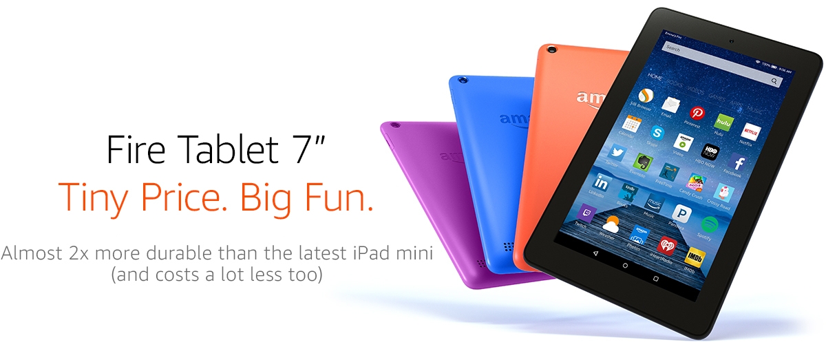 Fire Tablet, 7” Display, 16 GB includes Special Offers + Amazon Tap Alexa