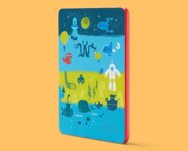 Kindle atop a yellow background