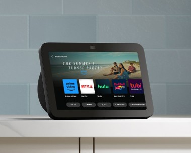 Echo Show 8. Now with room-filling spatial audio.