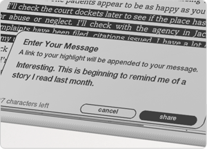 Add highlights and share notes on Facebook and Twitter