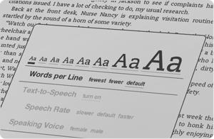 Adjustable text size for comfortable reading - now with two new, larger sizes