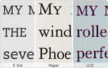 E Ink fonts are sharp and clear like real paper.