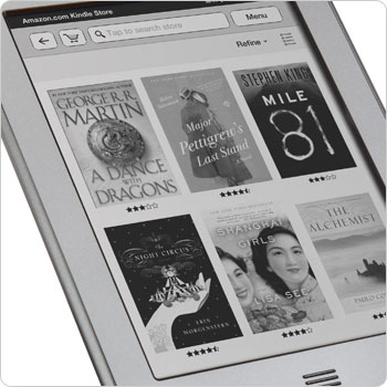 Kindle Touch e-reader showing Kindle Store. Shop the Kindle Store direct from your device.