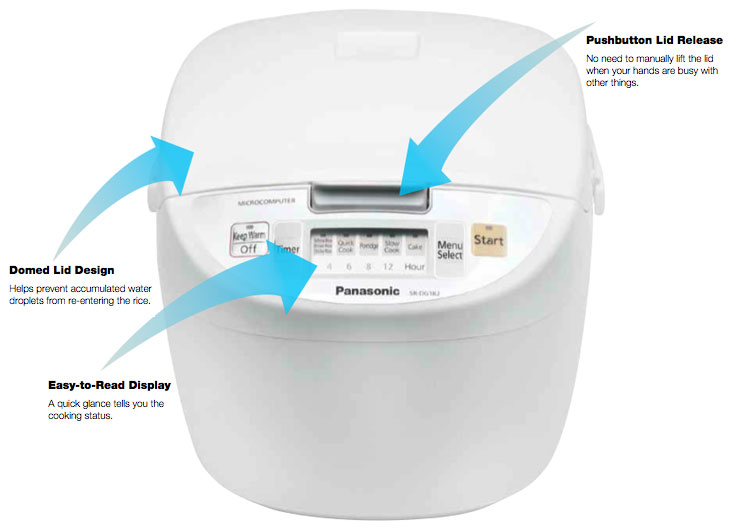 Panasonic SRDG182 10Cup (Uncooked) Rice Cooker, White