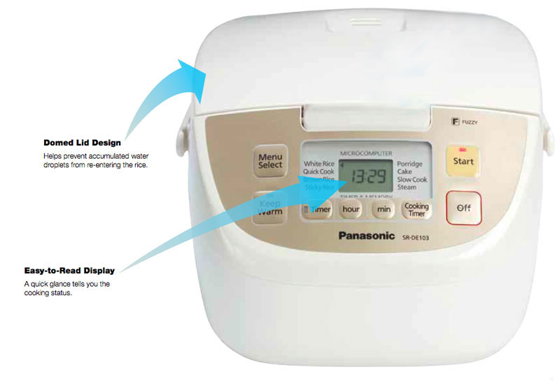 Panasonic SRDE103 5Cup Uncooked/10Cup Cooked Rice Cooker, White