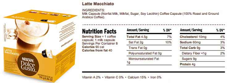 Nescafe Dolce Gusto Capsules, Latte Macchiato, 16 ct