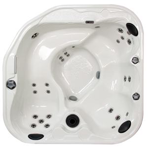 The Aura 29-jet hot tub in white  