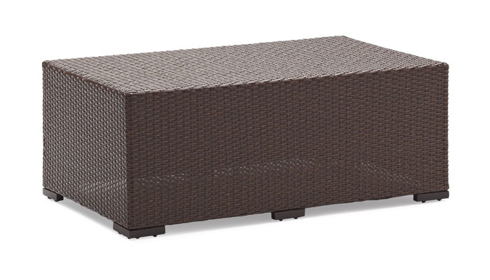 Tavolino Da Esterno In Vimini Marrone, 45x45x40 Cm, Con Piano In Poli-legno E Ripiano Inferiore, Per Giardino E Terrazzo
